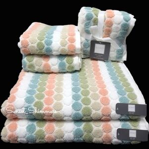 8pc Soho Living 2 Bath 2 Hand 4 Washcloth Set Colorful Striped Dot Towel Set